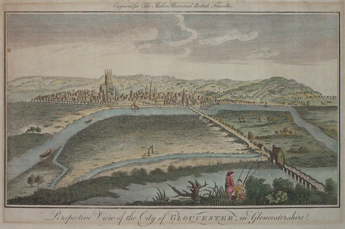 Print - Perspective View of the City of Gloucester, in Gloucestershire